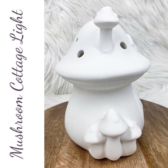 CERAMIC MUSHROOM SNAIL FAIRY HOUSE LIGHT LAMP READY TO PAINT - Picture 3 of 10
